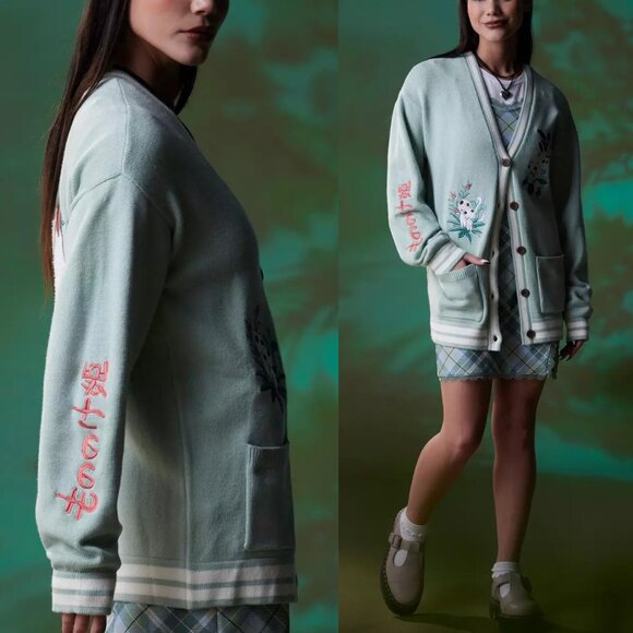Japanese Anime Studio Ghibli Princess Mononoke Embroidered Cardigan Sz Large - Picture 4 of 12